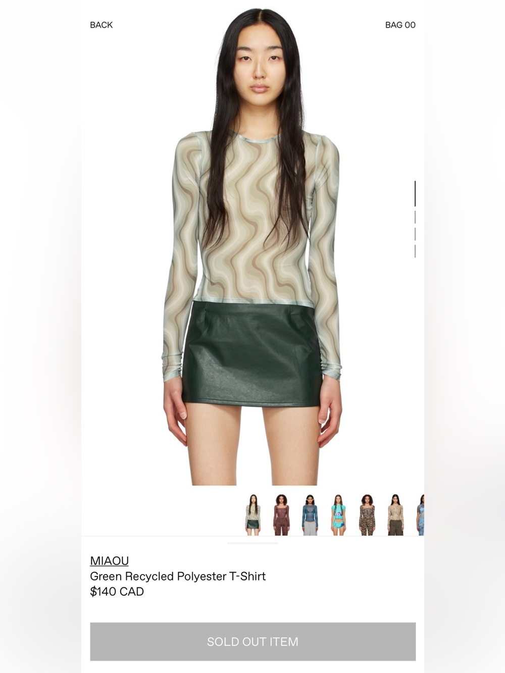 Miaou Long Sleeve Mesh Top in Green